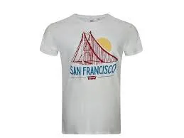 Levi's White San Francisco Bridge White Graphic Tee T-Shirt Size L