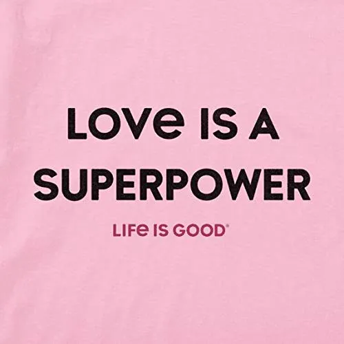 Life is Good Womens Crusher Graphic V-Neck T-Shirt, Love Happy Pink, X-Small