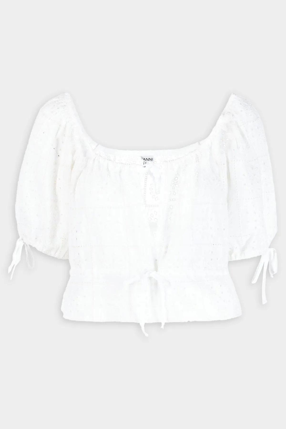 Light Broderie Anglaise Cropped Top in Bright White