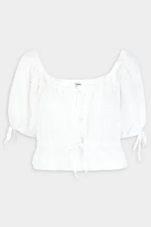 Light Broderie Anglaise Cropped Top in Bright White