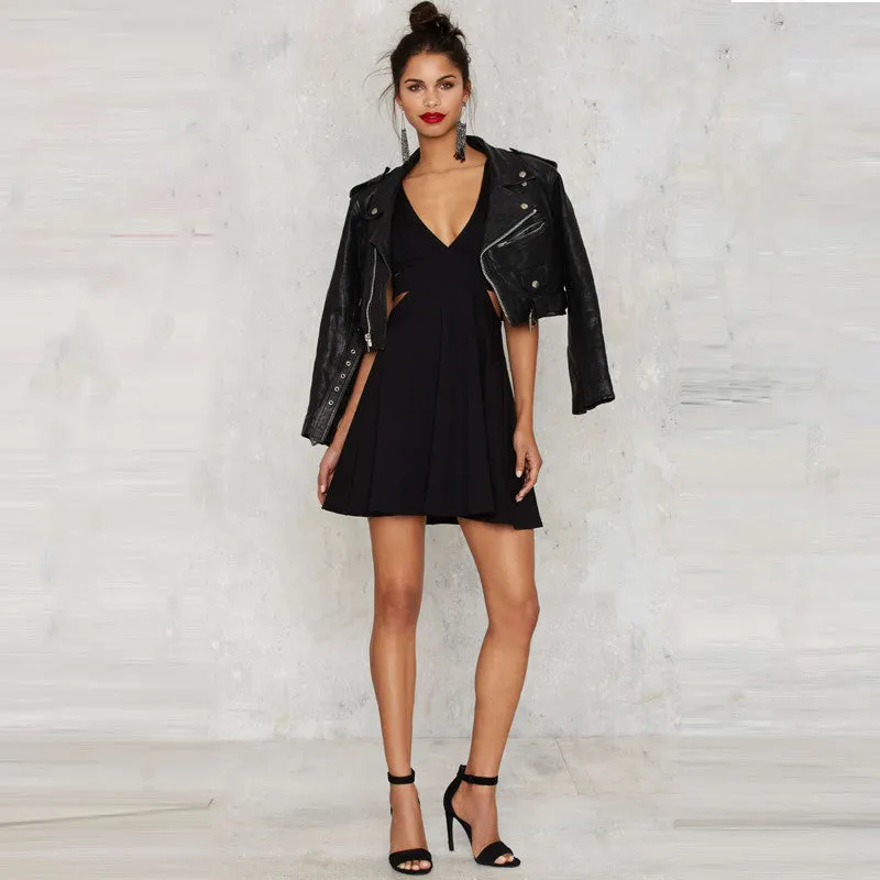 Lily Black Hollow Waist Mini Dress