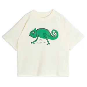 Lizard Tee in Offwhite by Mini Rodini