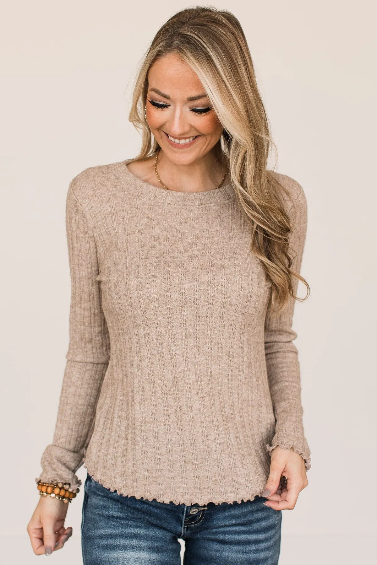 Love Endures Knit Top- Light Taupe