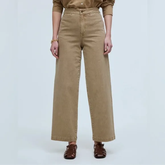Madewell Emmett Wide Leg Crop pants jeans Khaki tan brown size P29 petite