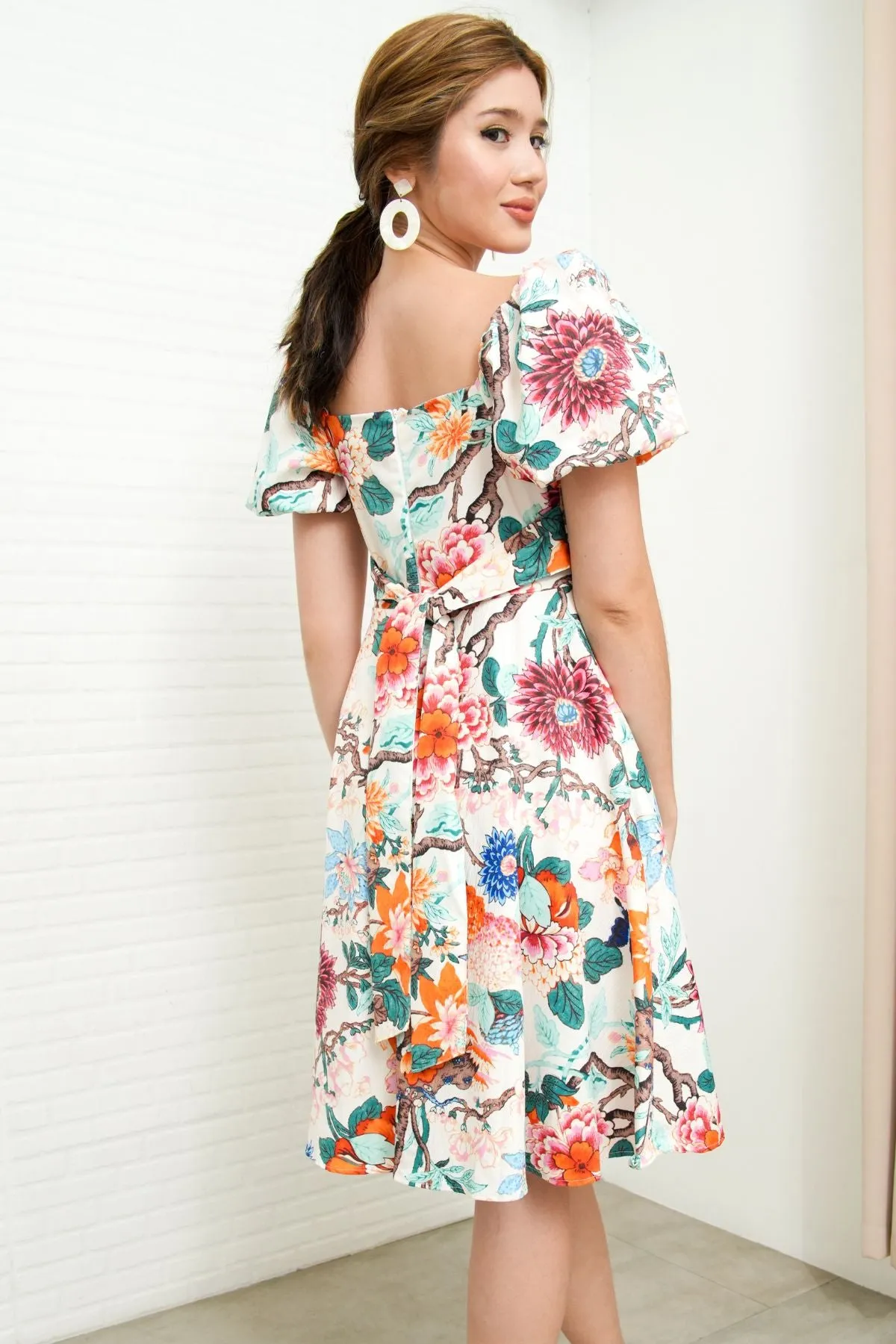 MAISIE Puff-Sleeve Babydoll Dress (Floral 1)
