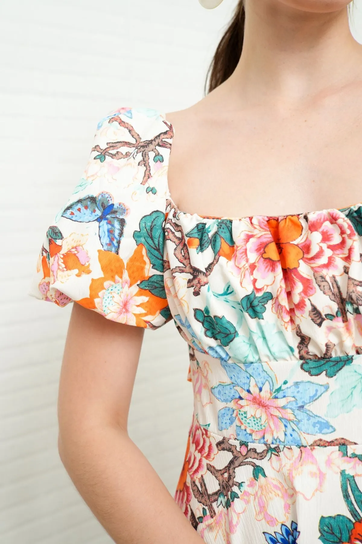MAISIE Puff-Sleeve Babydoll Dress (Floral 1)