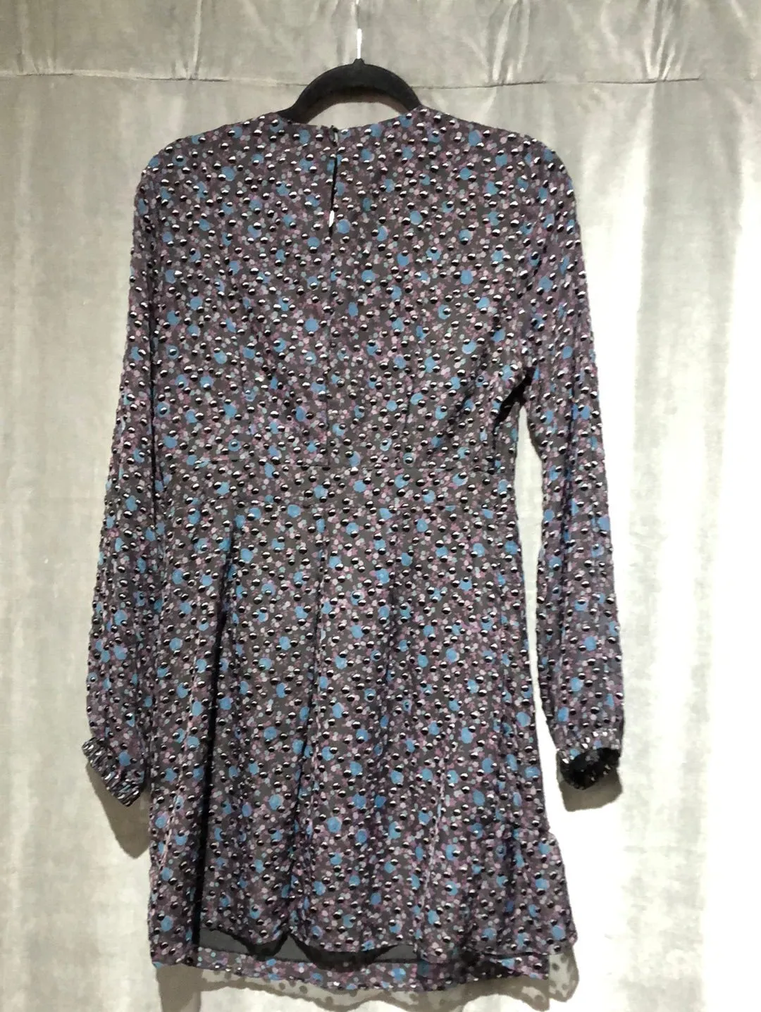 Maje Black, Purple, Blue and Long Sleeve Mini Dress
