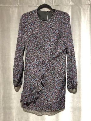 Maje Black, Purple, Blue and Long Sleeve Mini Dress