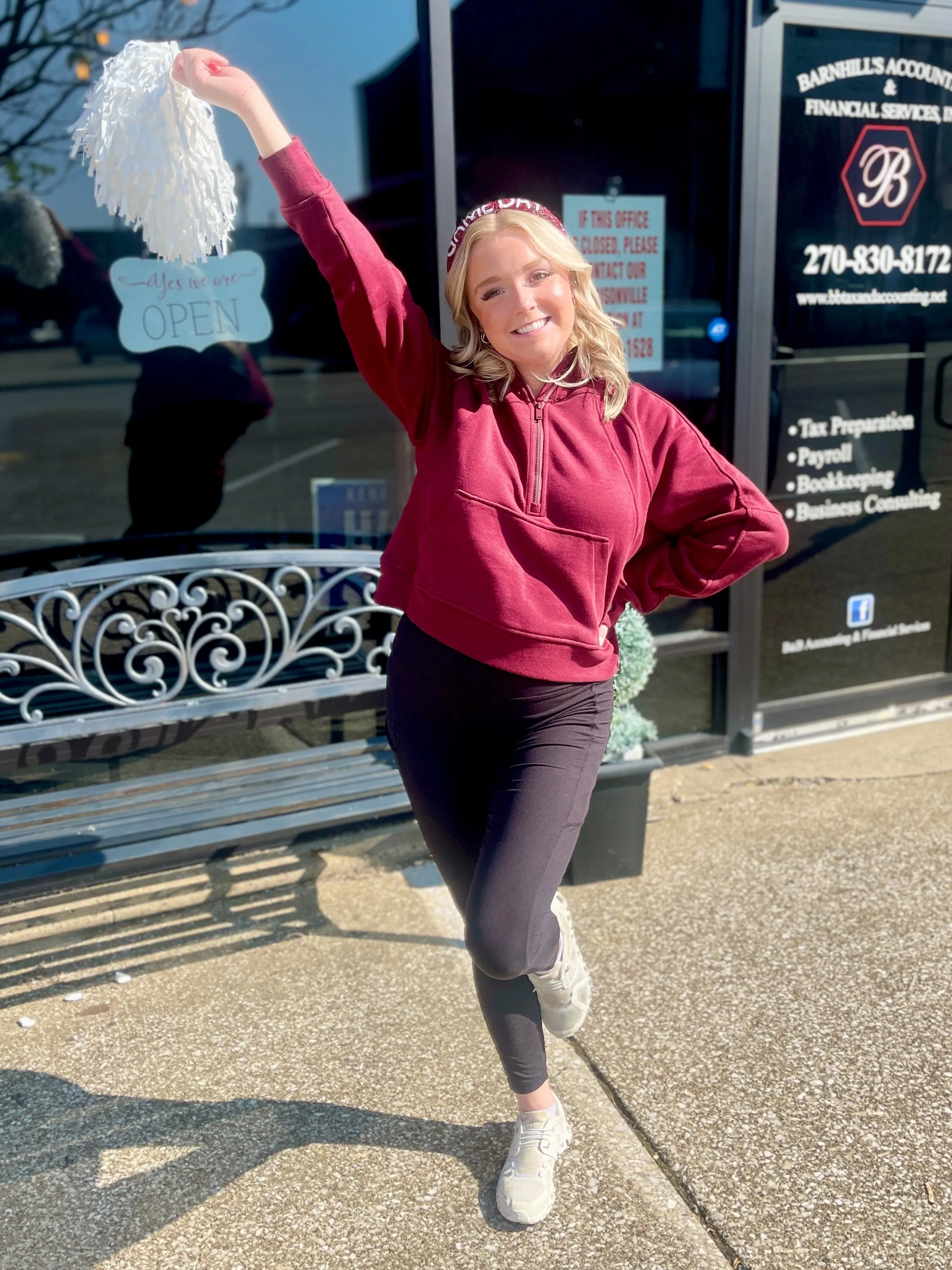 Maroon French Terry Waist Cropped Hoodie