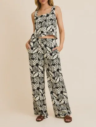 Maude Sleeveless and Wide Leg Abstract Set