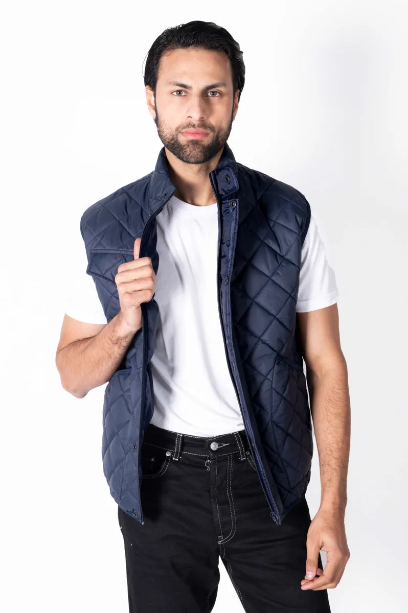 Men blue Diamond Quilted Puffer Jacket