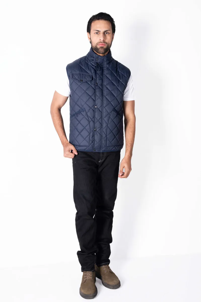 Men blue Diamond Quilted Puffer Jacket