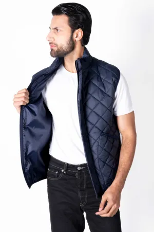 Men blue Diamond Quilted Puffer Jacket
