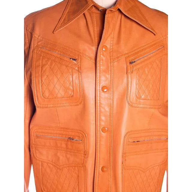 Mens S Vintage Ultra 1970s Jacket Faux Leather Brad Whitney Equu-Hyde  Size 38