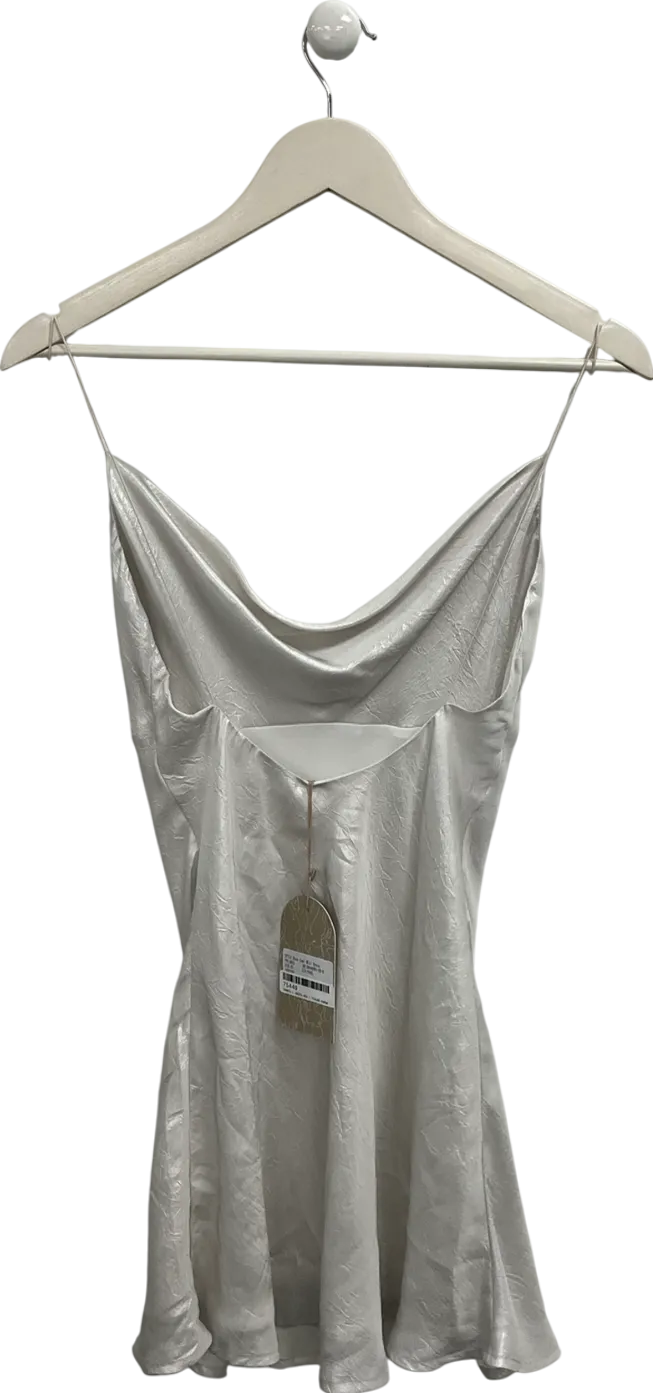 Meshki White Rhea Cowl Mini Dress - Pearl UK XS