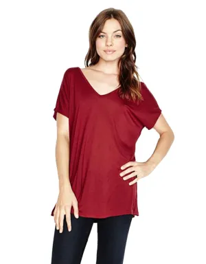 Michael Lauren Dov Oversized Double V-Neck Tee in Rouge