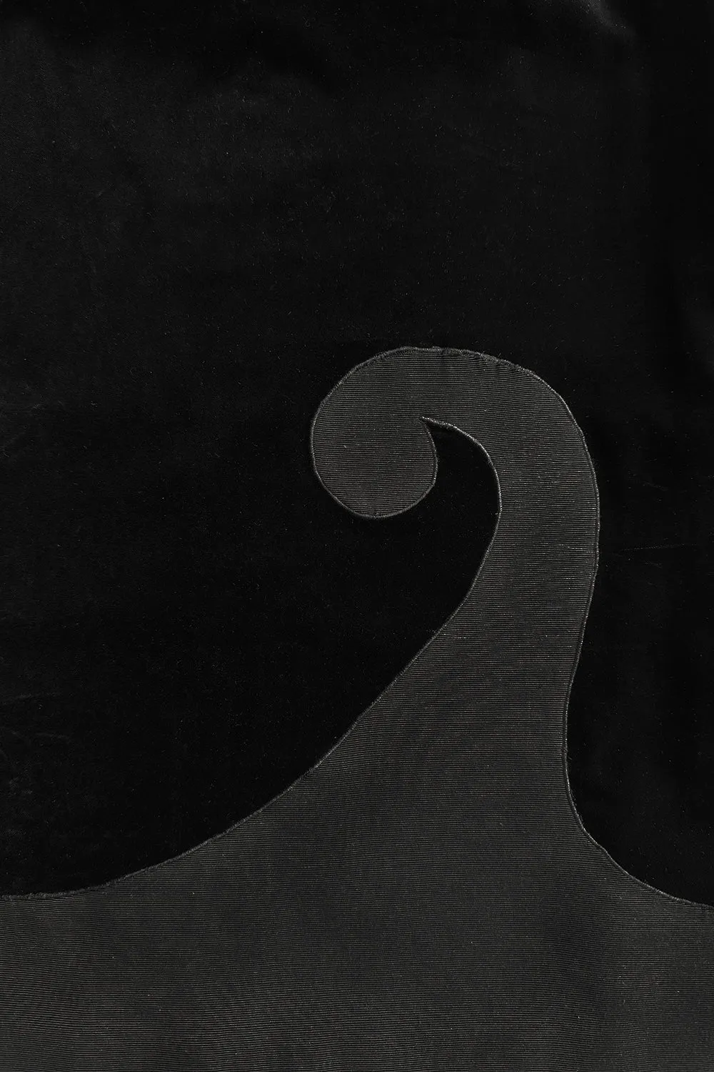 Minimalist 1960s Pierre Cardin Black Cotton Velvet Mod Shift Dress w Grosgrain Detailing