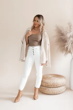 Mocha square neck knit top