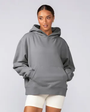 Muscle Nation | Lee Lem Cropped Hoodie - Washed Platinum Grey