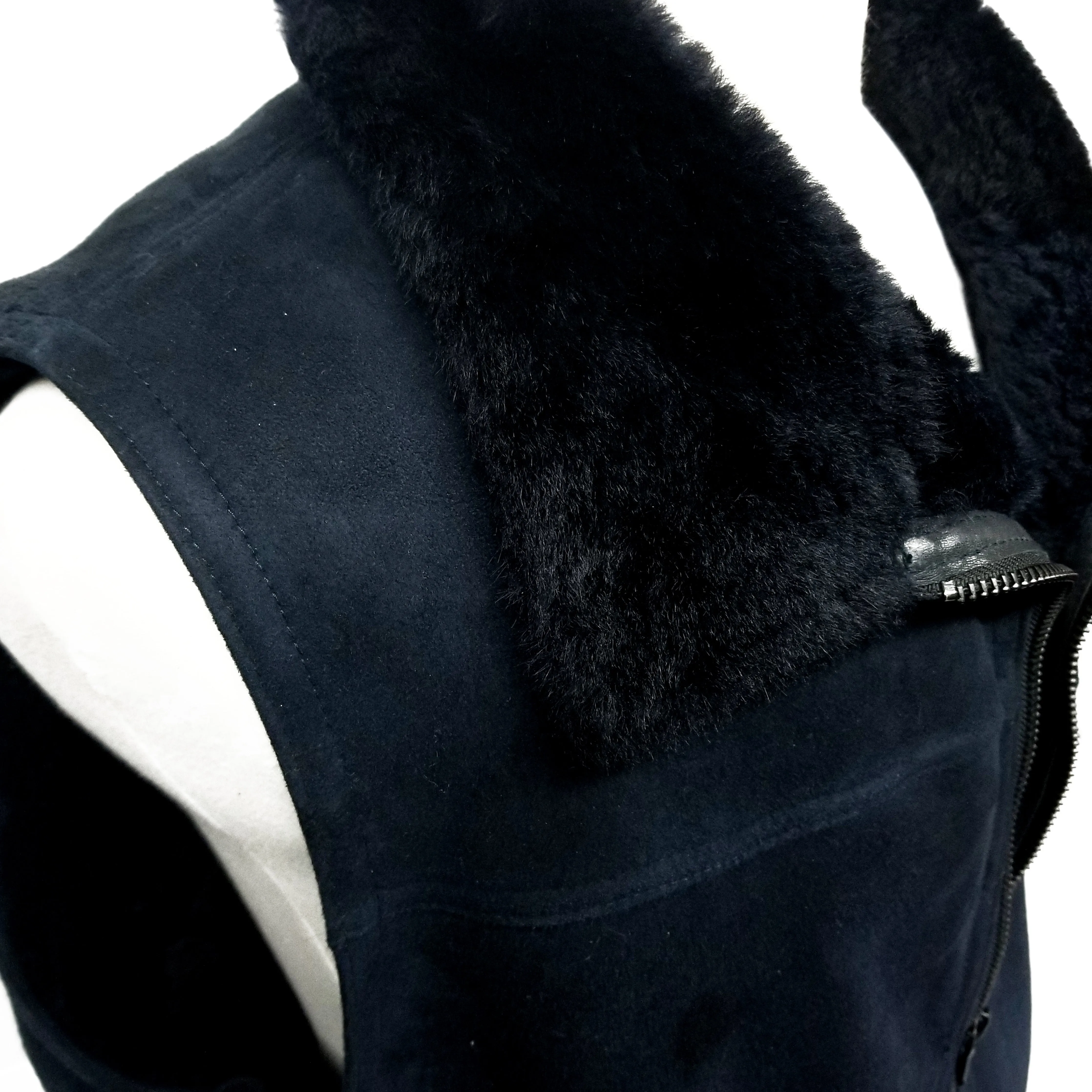 Navy Blue Genuine Suede Leather Vest