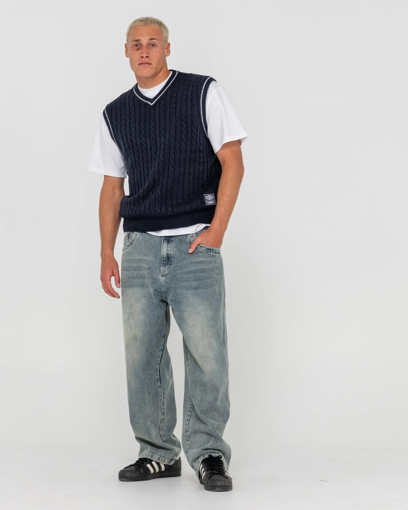 Neff-V Ribbed Cable Knit Vest