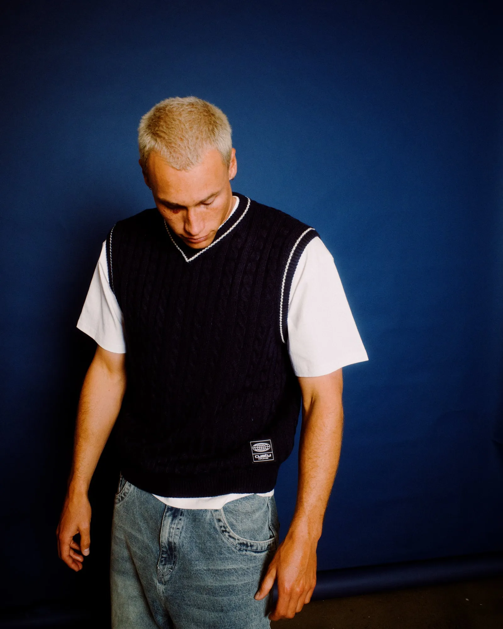 Neff-V Ribbed Cable Knit Vest