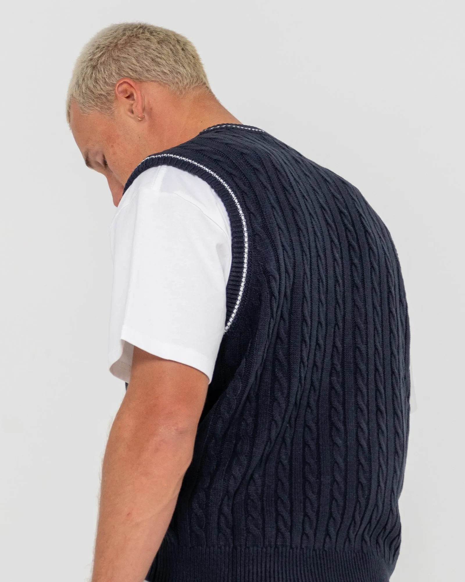 Neff-V Ribbed Cable Knit Vest