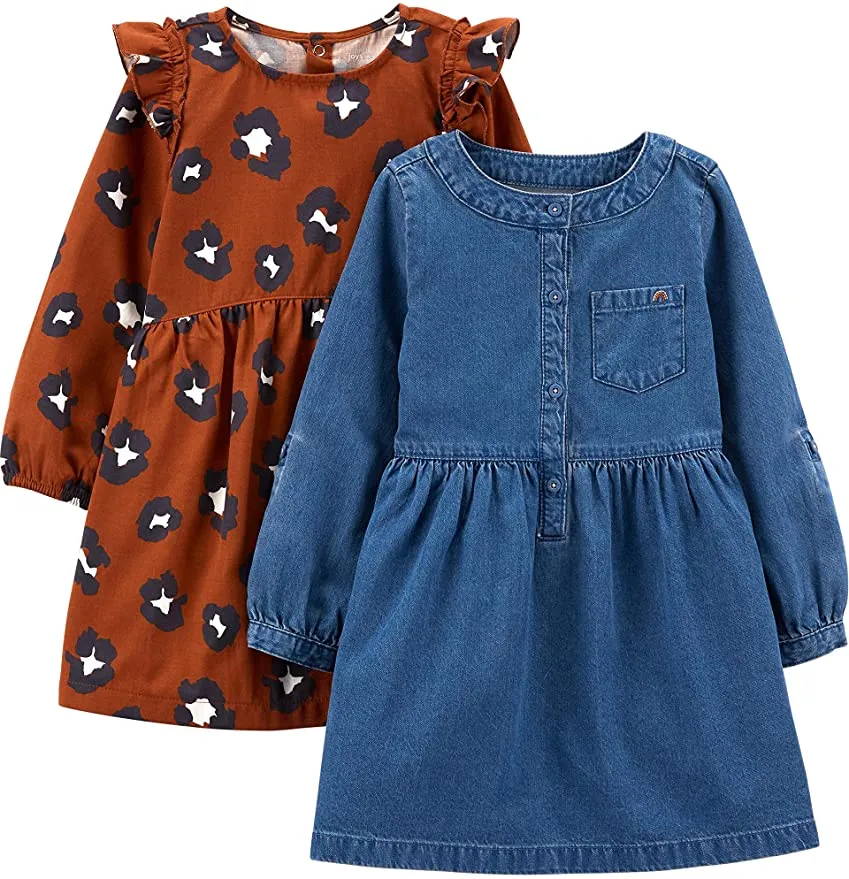 New Simple Joys by Carter's Girls 2-Pack Long-Sleeve Dress Set, Sz 4T!