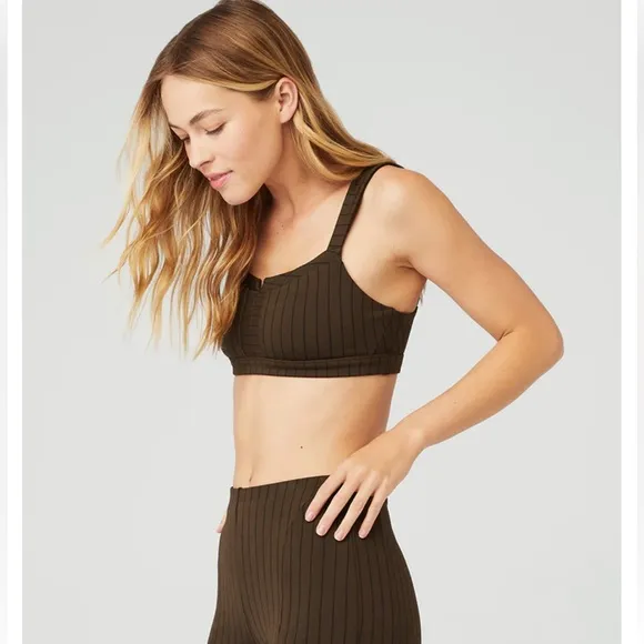 NWT ALO Yoga Pinstriped Sports Bra (see matching Flared Leggings also listed)
