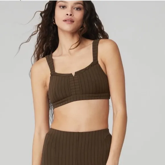 NWT ALO Yoga Pinstriped Sports Bra (see matching Flared Leggings also listed)