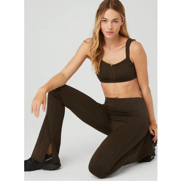 NWT ALO Yoga Pinstriped Sports Bra (see matching Flared Leggings also listed)
