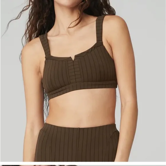 NWT ALO Yoga Pinstriped Sports Bra (see matching Flared Leggings also listed)