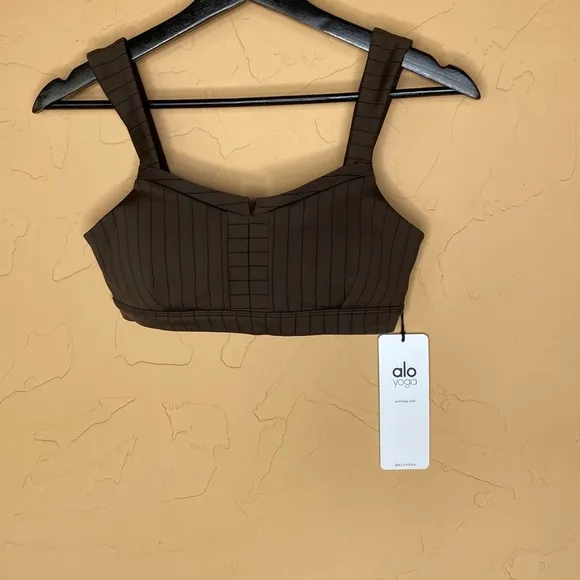 NWT ALO Yoga Pinstriped Sports Bra (see matching Flared Leggings also listed)