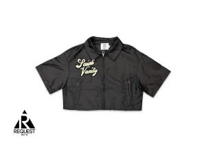 Nylon Zip Up Cropped Shirt "Black" (W)