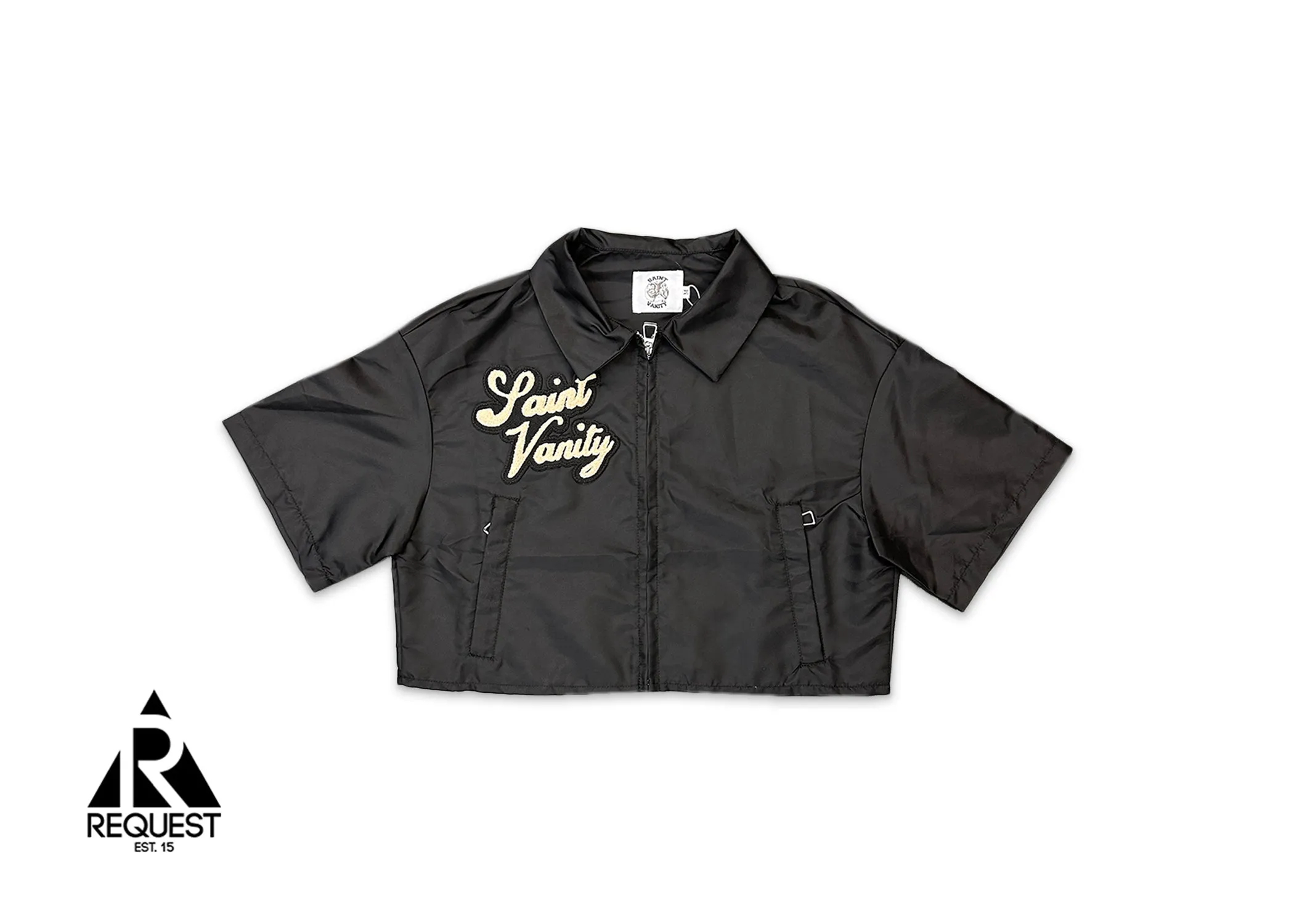 Nylon Zip Up Cropped Shirt "Black" (W)