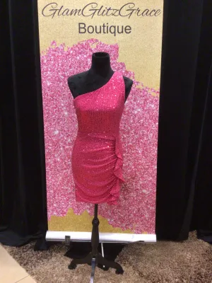 One Shoulder Mini Sequin Dress
