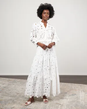 perrin top - scalloped floral eyelet white