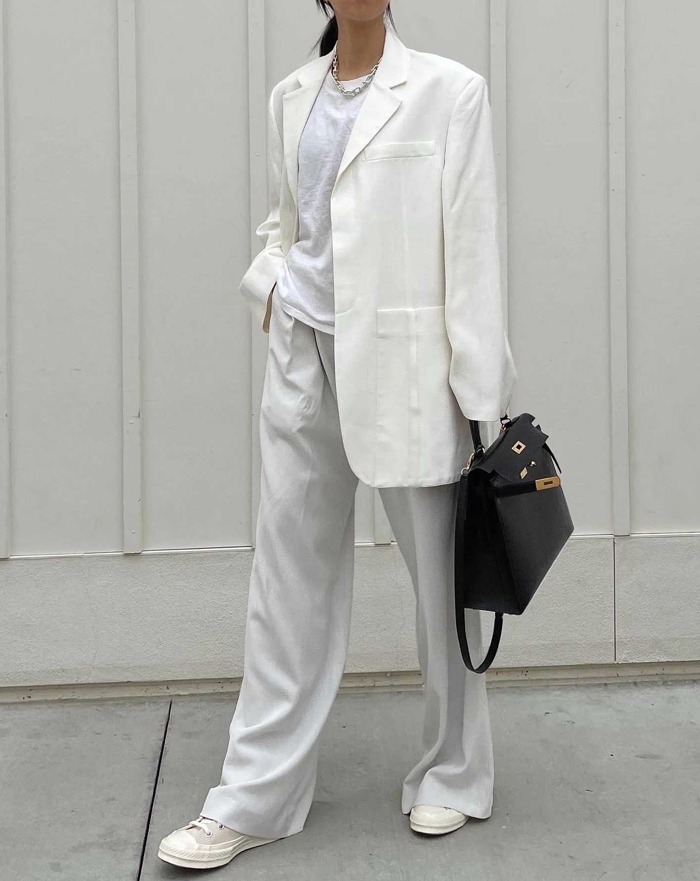 Pleated Wide Leg Linen Pants in Ivory