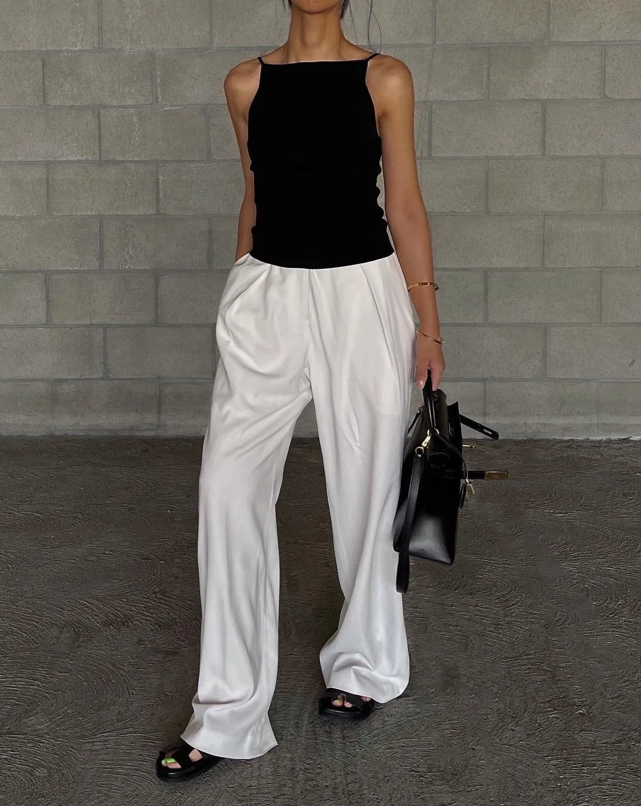Pleated Wide Leg Linen Pants in Ivory