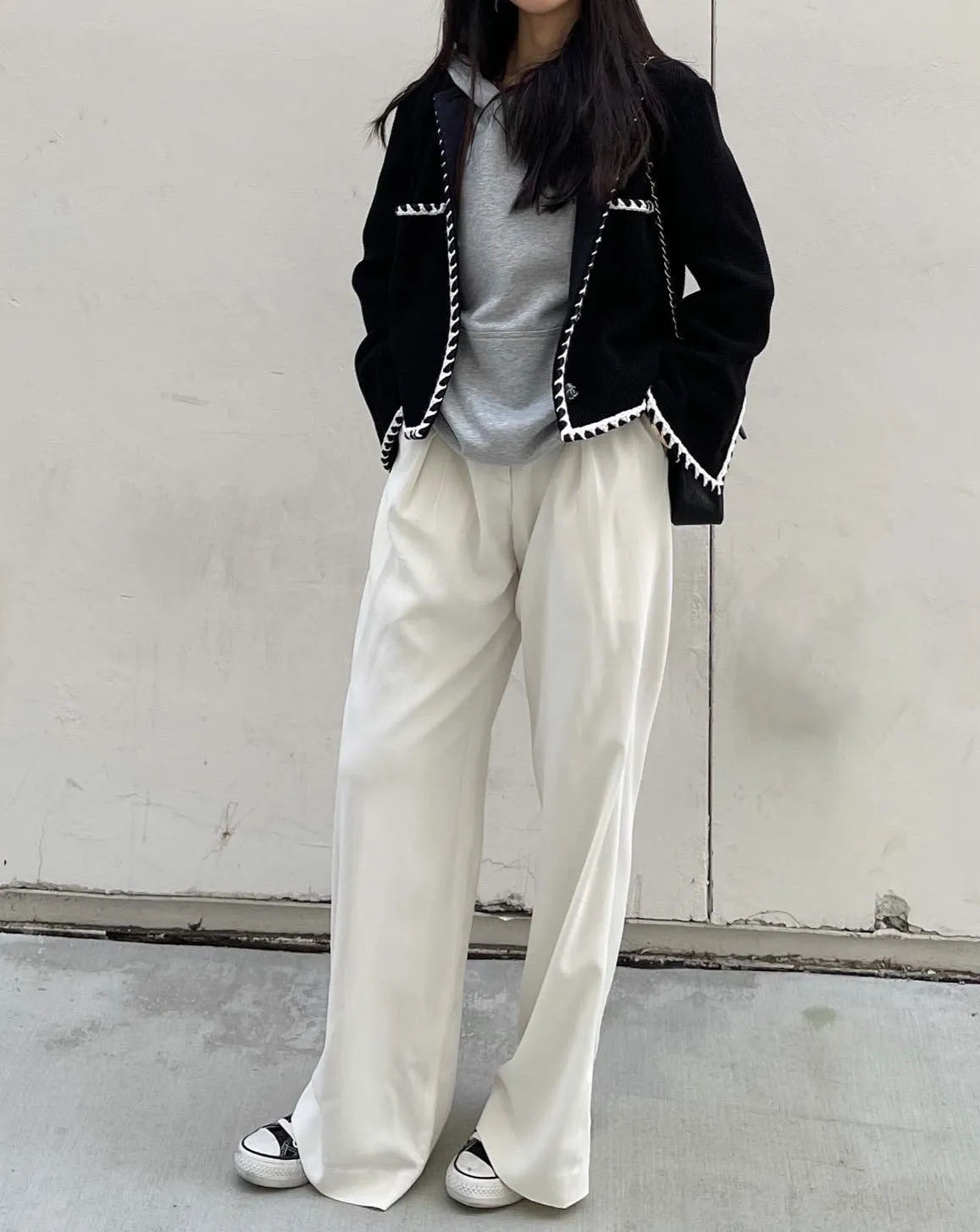 Pleated Wide Leg Linen Pants in Ivory