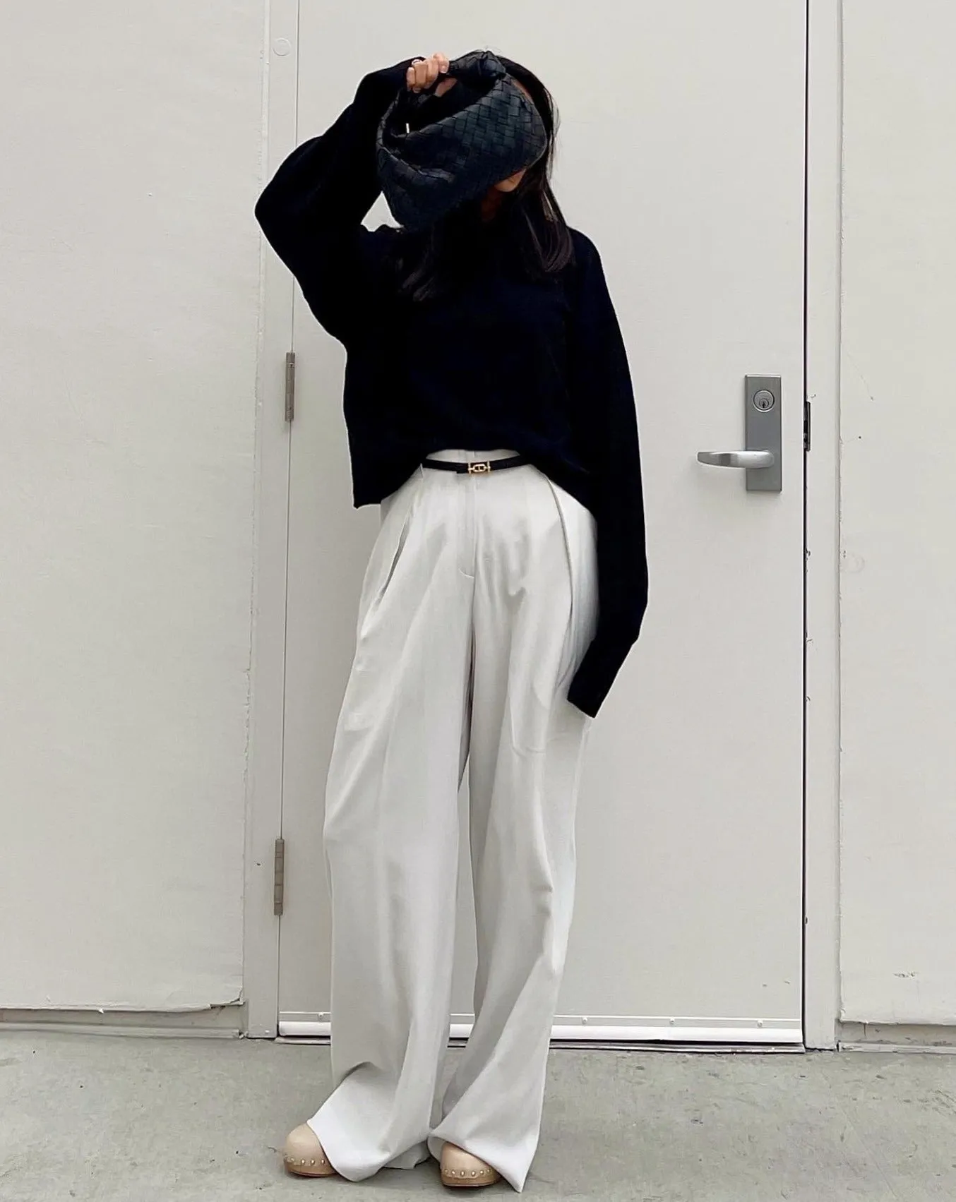 Pleated Wide Leg Linen Pants in Ivory