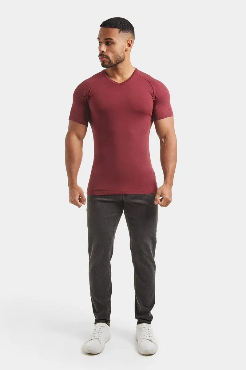 Premium Muscle Fit V-Neck in Burgundy