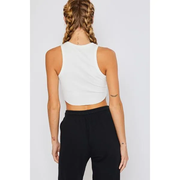 Pretty Garbage Racerback Crop Top - Ivory -