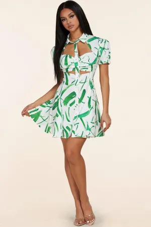 PRINT MINI DRESS WITH BRA INSERT