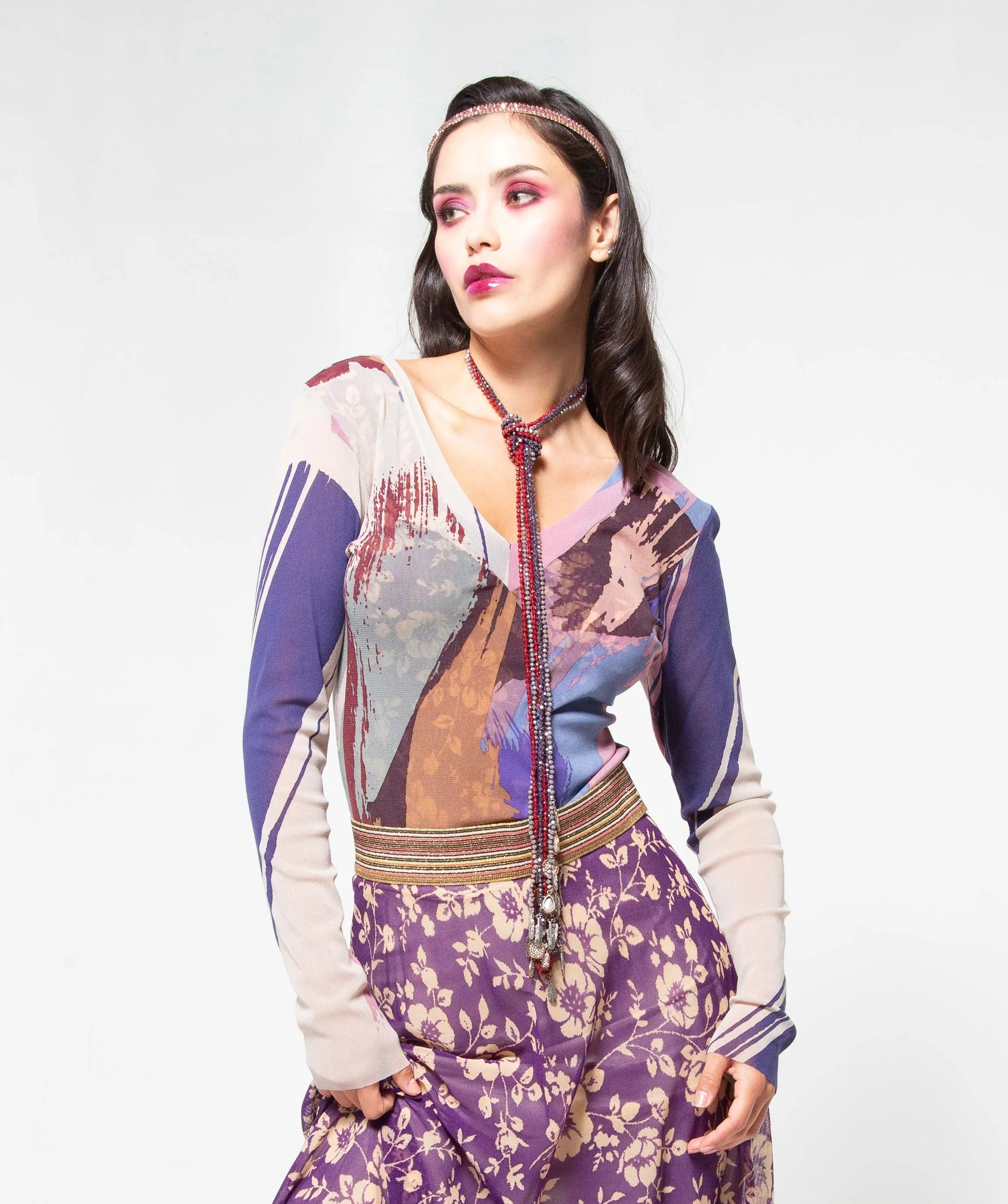 Purple Rain Reversible V Neck Top