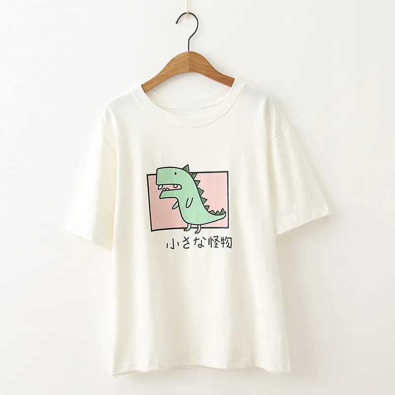"CARTOON DINOSAUR" LOOSE TEE T-SHIRT K061703