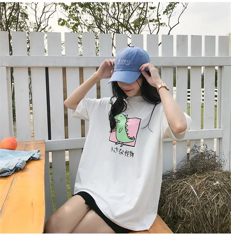 "CARTOON DINOSAUR" LOOSE TEE T-SHIRT K061703