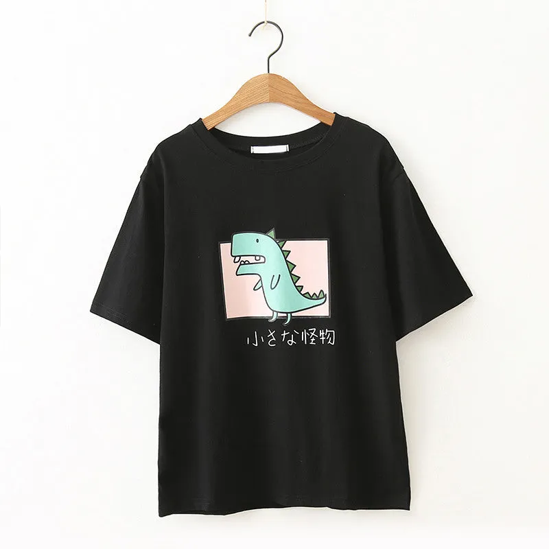 "CARTOON DINOSAUR" LOOSE TEE T-SHIRT K061703