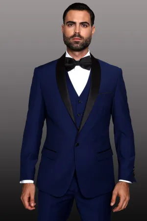 "Theo" Sapphire-1-Button Shawl Tuxedo (4-Piece Set)