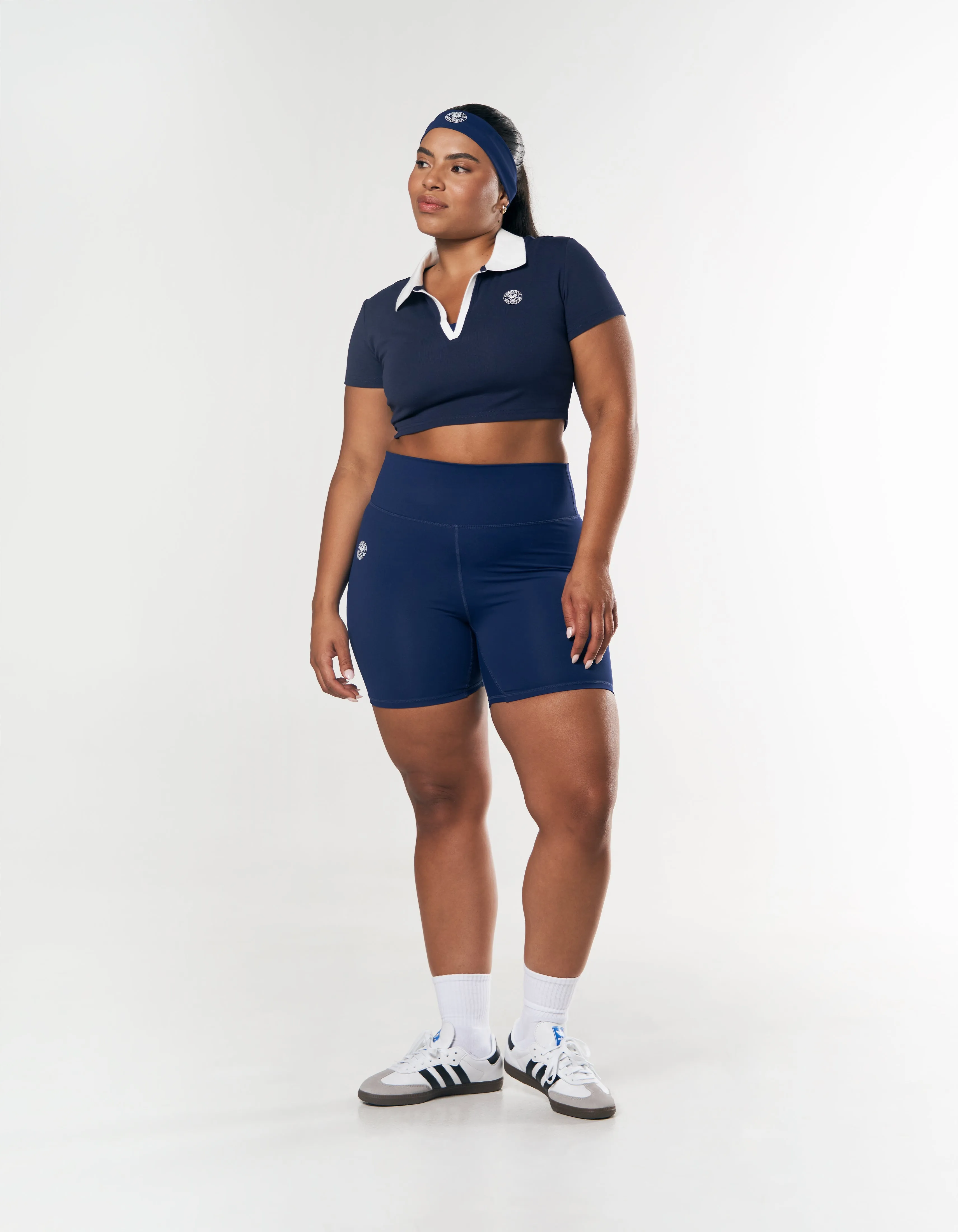 Racquet Club Cropped Polo - Navy